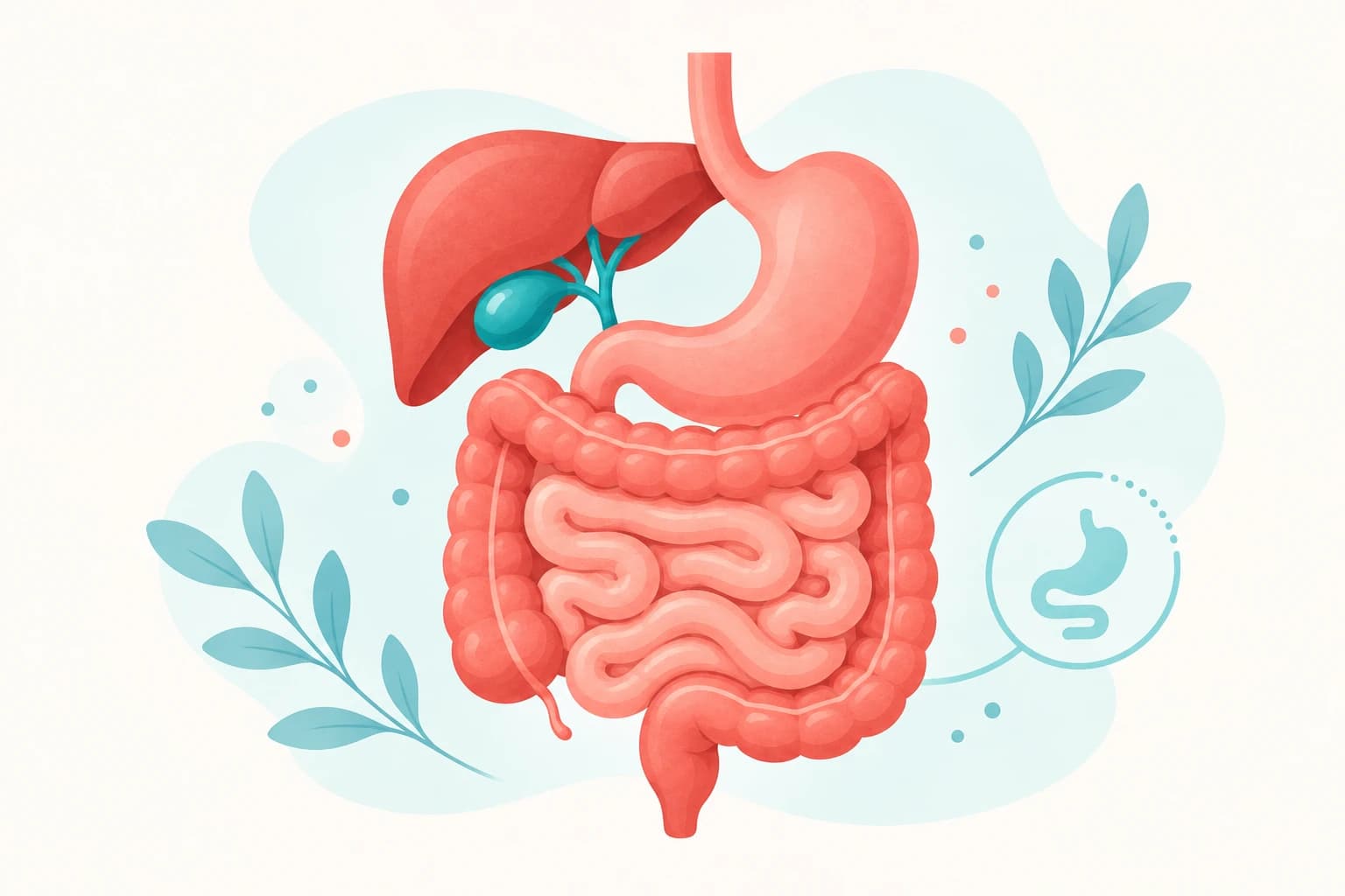 Illustration of the digestive system for gastroenterology care